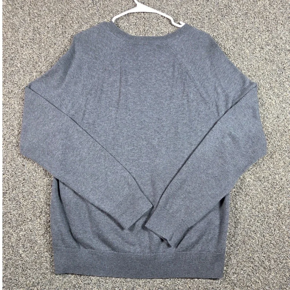 Banana Republic Sweater Men Large Gray Houndstooth V-Neck‎ Cotton Raglan 54023